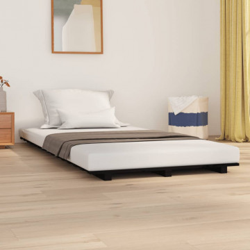Cadru de pat, negru, 90x200 cm, lemn masiv de pin - Img 1