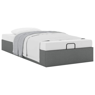 Cadru de pat otoman fără saltea țesătură gri închis 100x200 cm - Img 3