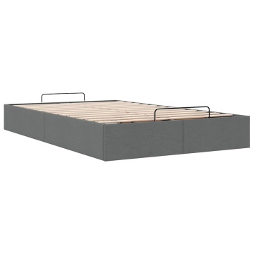 Cadru de pat otoman fără saltea țesătură gri închis 120x200 cm - Img 4