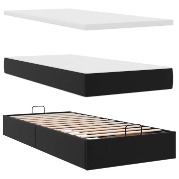 Cadru de pat otoman saltea neagră 100x200cm piele artificială - Img 7
