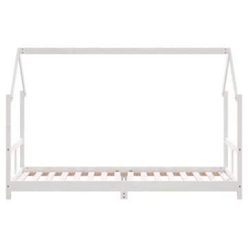 Cadru de pat pentru copii, alb, 80x200 cm, lemn masiv de pin - Img 4