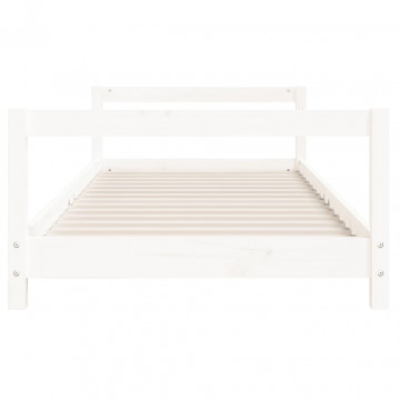 Cadru de pat pentru copii, alb, 90x200 cm, lemn masiv de pin - Img 4
