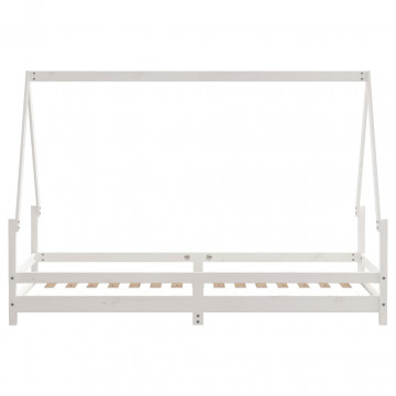 Cadru de pat pentru copii, alb, 90x200 cm, lemn masiv de pin - Img 8