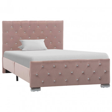Cadru de pat, roz, 100 x 200 cm, catifea - Img 1