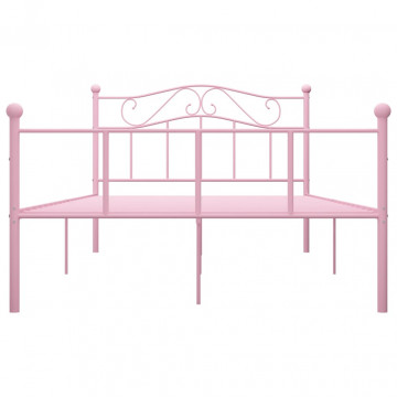 Cadru de pat, roz, 160 x 200 cm, metal - Img 3