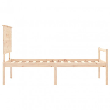 Cadru de pat senior cu tăblie single mic, lemn masiv - Img 6