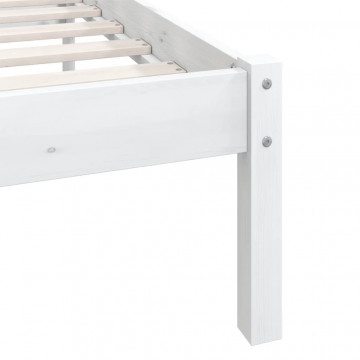 Cadru de pat single, alb, 90x190 cm, lemn masiv de pin - Img 7