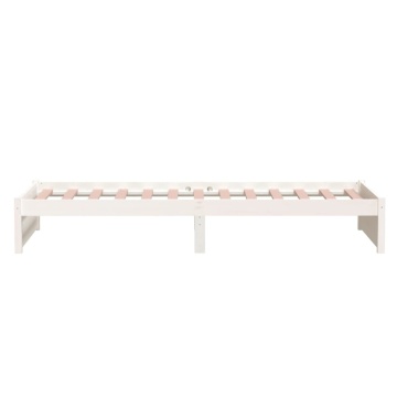 Cadru de pat single, alb, 90x190 cm, lemn masiv - Img 5