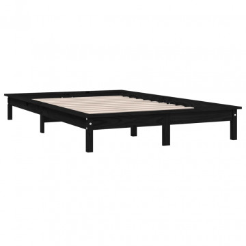Cadru de pat Super King 6FT, 180x200 cm, negru, lemn masiv - Img 4