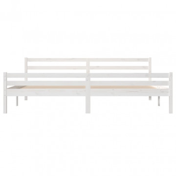 Cadru de pat Super King 6FT, alb, 180x200 cm, lemn masiv - Img 8