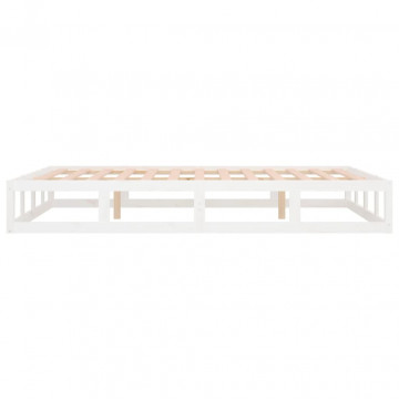 Cadru de pat Super King 6FT, alb, 180x200 cm, lemn masiv - Img 5