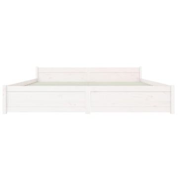 Cadru de pat Super King, alb, 180x200 cm, lemn masiv - Img 8