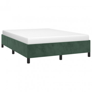 Cadru de pat, verde închis, 140x190 cm, catifea - Img 3