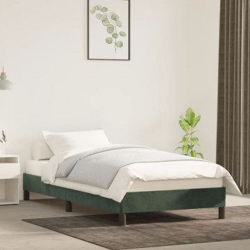 Cadru de pat, verde închis, 90x190 cm, catifea - Img 1