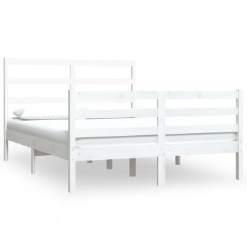 Cadru pat, alb, 140x190 cm, lemn masiv de pin - Img 2