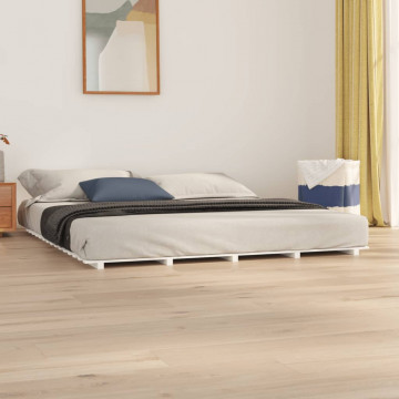 Cadru pat, alb, 180x200 cm, lemn masiv de pin - Img 1