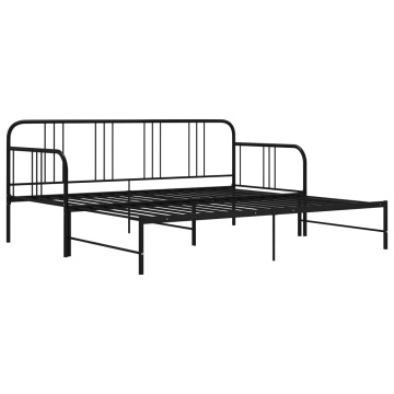 Cadru pat canapea extensibilă, negru, 90 x 200 cm, metal - Img 7
