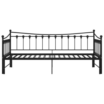 Cadru pat canapea extensibilă, negru, 90x200 cm, metal - Img 7