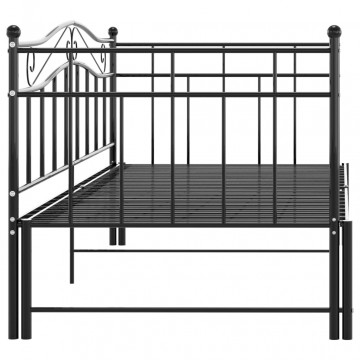 Cadru pat canapea extensibilă, negru, 90x200 cm, metal - Img 7