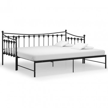 Cadru pat canapea extensibilă, negru, 90x200 cm, metal - Img 2