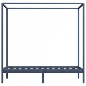 Cadru pat cu baldachin, gri, 90x200 cm, lemn masiv de pin - Img 3
