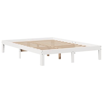 Cadru pat cu sertare, 140x200 cm, alb, lemn masiv pin - Img 8