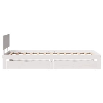 Cadru Pat cu Sertare Alb 100x200 cm Lemn Masiv Pin - Img 8
