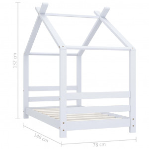 Cadru pat de copii, alb, 70 x 140 cm, lemn masiv de pin - Img 6