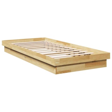 Cadru pat fără saltea 75x190 cm lemn masiv de stejar - Img 6