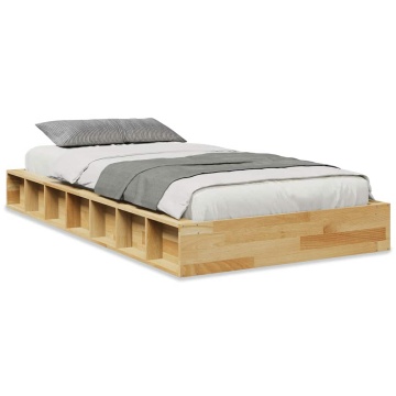 Cadru pat fără saltea 90x200 cm lemn masiv de stejar - Img 2