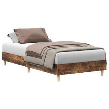 Cadru pat fără saltea Stejar afumat 75x190 cm Lemn prelucrat - Img 2