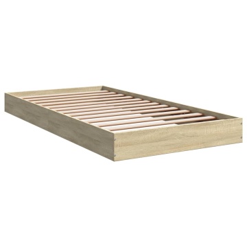 Cadru pat fără saltea stejar sonoma 100x200 cm lemn prelucrat - Img 3