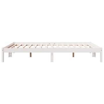 Cadru pat foarte lung fără saltea alb 140x210 cm lemn masiv pin - Img 8