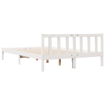 Cadru pat foarte lung fără saltea alb 160x210 cm lemn masiv pin - Img 5