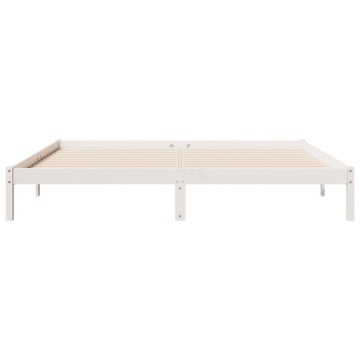 Cadru pat foarte lung fără saltea alb 200x220 cm lemn masiv pin - Img 4