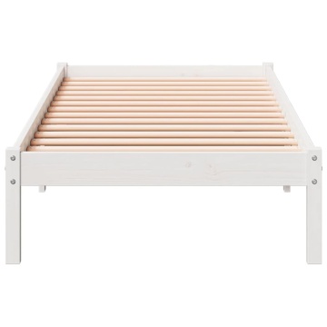 Cadru pat foarte lung fără saltea alb 90x210 cm lemn masiv pin - Img 4