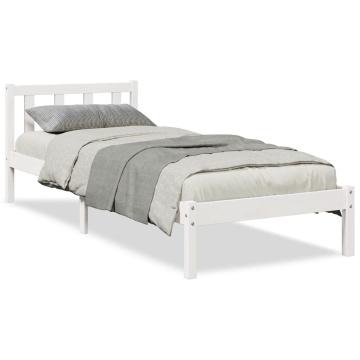 Cadru pat foarte lung fără saltea alb 90x220 cm lemn masiv pin - Img 2