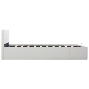 Cadru pat hidraulic, depozitare, alb, 140 x 200 cm, piele eco - Img 4