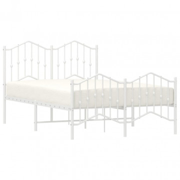 Cadru pat metalic cu tăblie de cap/picioare , alb, 120x200 cm - Img 3