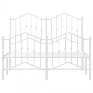Cadru pat metalic cu tăblie de cap/picioare , alb, 120x200 cm - Img 8