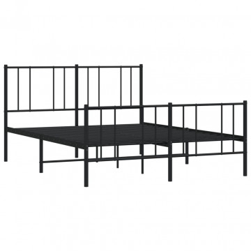 Cadru pat metalic cu tăblie de cap/picioare, negru, 160x200 cm - Img 8