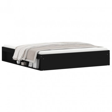 Cadru pat, negru, 180x200 cm, Super King Size - Img 3