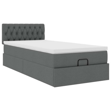 Cadru pat otoman cu saltea țesătură gri închis 100x200 cm - Img 6
