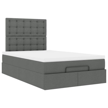Cadru pat otoman cu saltea țesătură gri închis 120x200 cm - Img 6