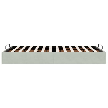 Cadru pat otoman fără saltea Gri deschis 120x200 cm catifea - Img 5