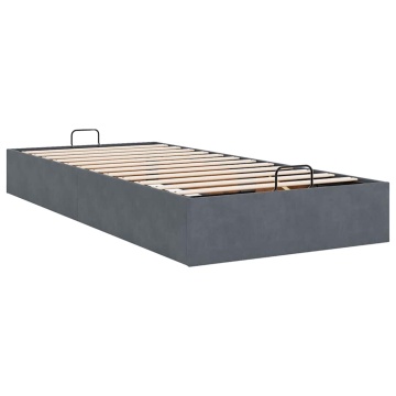 Cadru pat otoman fără saltea Gri închis 100x200 cm catifea - Img 6