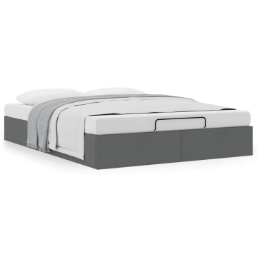 Cadru pat otoman fără saltea Gri închis 140x190 cm țesătură - Img 2