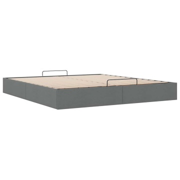 Cadru pat otoman fără saltea Gri închis 180x200 cm țesătură - Img 6