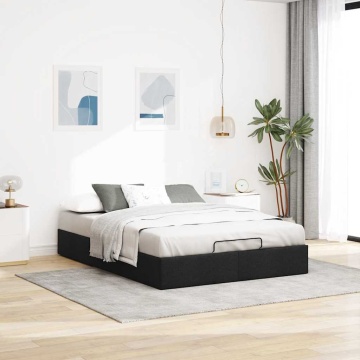 Cadru pat otoman fără saltea Negru 140x190 cm țesătură - Img 1