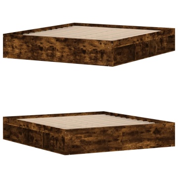 Cadru pat, stejar afumat, 180x200 cm, Super King Size - Img 4
